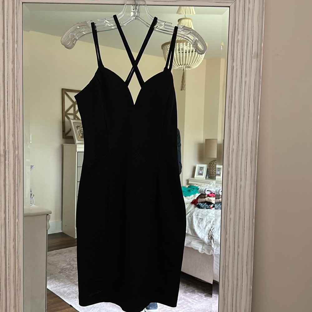 Black fitted dress- date night or wedding guest